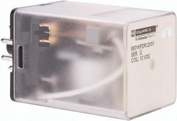 Square D - 8 Pins, 1 hp at 277 Volt & 1/3 hp at 120 Volt, 3 VA Power Rating, Octal Electromechanical Plug-in General Purpose Relay - 10 Amp at 250 VAC, DPDT, 12 VDC, 34.9mm Wide x 50.3mm High x 35.4mm Deep - Caliber Tooling