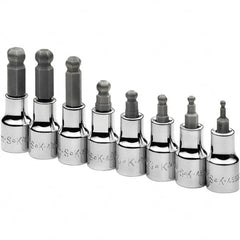 SK - 8 Piece 3/8" Drive Metric Ball Hex Bit Socket Set - Caliber Tooling