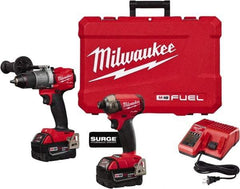 Milwaukee Tool - 18 Volt Cordless Tool Combination Kit - Includes Hammer Drill & 1/4" Hex Impact Driver, Lithium-Ion Battery Included - Caliber Tooling