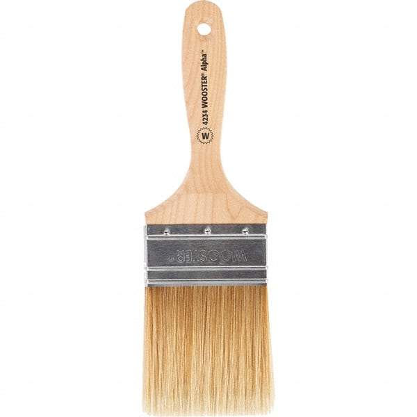 Wooster Brush - 3" Flat Synthetic Wall Brush - 3-7/16" Bristle Length, 6-1/4" Maple Beavertail Handle - Caliber Tooling