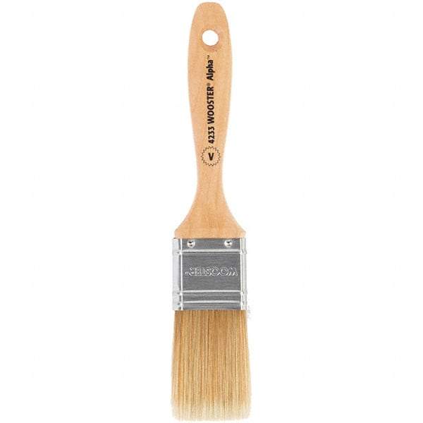 Wooster Brush - 1-1/2" Flat Synthetic Varnish Brush - 2-7/16" Bristle Length, 6-1/2" Maple Beavertail Handle - Caliber Tooling