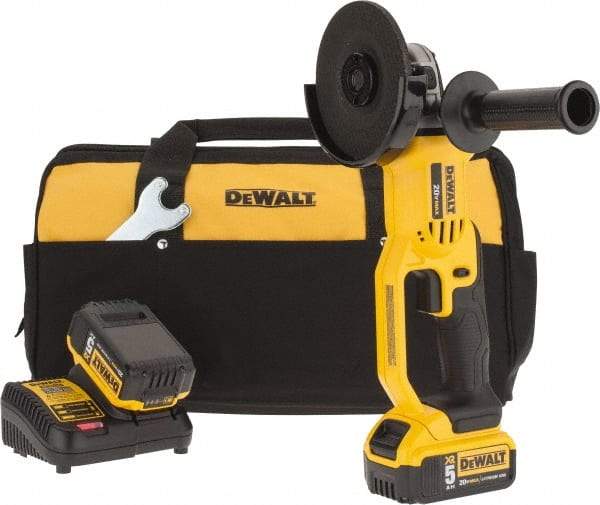 DeWALT - 4-1/2" Wheel Diam, 7,000 RPM, Cordless Angle & Disc Grinder - 5/8" Spindle - Caliber Tooling