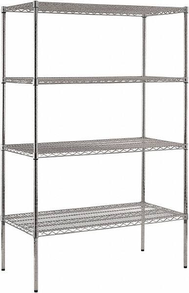 Sandusky Lee - 4 Shelf Wire Shelving Unit - 48" Wide x 24" Deep x 74" High, - Caliber Tooling