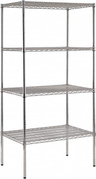 Sandusky Lee - 4 Shelf Wire Shelving Unit - 36" Wide x 24" Deep x 74" High, - Caliber Tooling