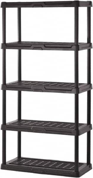 Sandusky Lee - 72" High x 36" Wide x 24" Deep, 5 Shelf Polyurethane Utility Plastic Shelving - Black, 150 Lb Capacity - Caliber Tooling