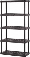 Sandusky Lee - 72" High x 36" Wide x 24" Deep, 5 Shelf Polyurethane Utility Plastic Shelving - Black, 150 Lb Capacity - Caliber Tooling