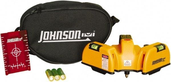 Johnson Level & Tool - 2 Beam 65' (Interior) Max Range Line Laser Level - Red Beam, 1/16" at 20' Accuracy, 6-1/2" Long x 4" Wide x 6-1/2" High, Battery Included - Caliber Tooling