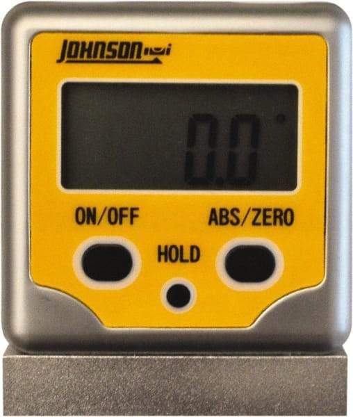 Johnson Level & Tool - (2) 180° Measuring Range, Magnetic Base Digital Protractor - 0.10° Resolution, Accuracy Up to 0.10°, CR2032 Lithium Battery Not Included - Caliber Tooling