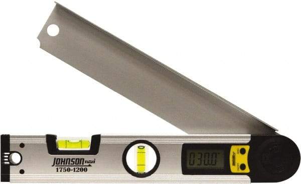 Johnson Level & Tool - 225° Measuring Range, Digital Protractor - 0.1° Resolution, 12 Inch Long Blade, Accuracy Up to 0.3°, CR2032 Lithium Battery Not Included - Caliber Tooling