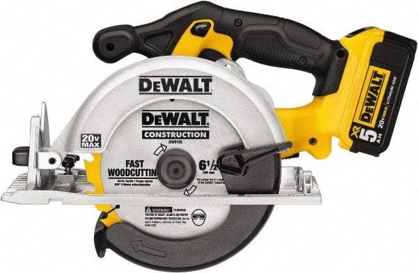 DeWALT - 20 Volt, 6-1/2" Blade, Cordless Circular Saw - 5,000 RPM, 1 Lithium-Ion Battery Included - Caliber Tooling