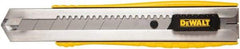 DeWALT - Snap Utility Knife - 1/4" Carbon Steel Blade, Yellow & Silver Plastic/Stainless Steel Handle, 1 Blade Included - Caliber Tooling