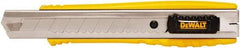 DeWALT - Snap Utility Knife - 1/4" Carbon Steel Blade, Yellow & Silver Plastic/Stainless Steel Handle, 1 Blade Included - Caliber Tooling