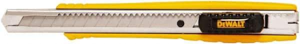 DeWALT - Snap Utility Knife - 1/4" Carbon Steel Blade, Yellow & Silver Plastic/Stainless Steel Handle, 1 Blade Included - Caliber Tooling