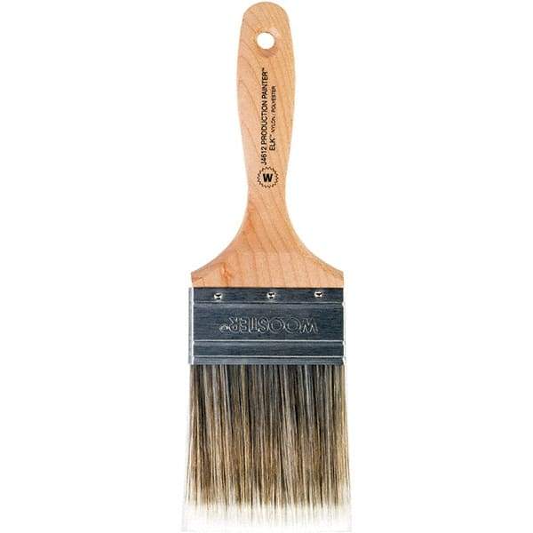 Wooster Brush - 3" Flat Nylon/Polyester Wall Brush - 3-7/16" Bristle Length, 6-1/4" Maple Beavertail Handle - Caliber Tooling