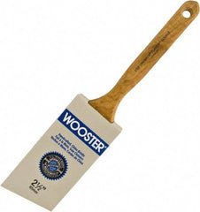 Wooster Brush - 2-1/2" Angled Hog Sash Brush - 2-11/16" Bristle Length, 7-7/8" Maple Fluted Handle - Caliber Tooling