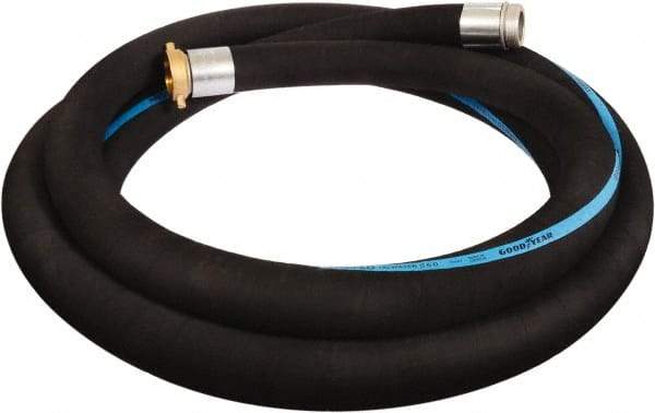 Alliance Hose & Rubber - 6" ID x 6.6 OD, 150 Working psi, Black Synthetic Rubber Water & Discharge Hose - Male x Female NPSH Ends, 20' Long, -25 to 200°F - Caliber Tooling