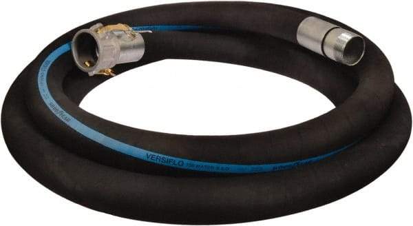 Alliance Hose & Rubber - 6" ID x 6.6 OD, 150 Working psi, Black Synthetic Rubber Water & Discharge Hose - Female Camlock x Male Nipple Ends, 20' Long, -25 to 200°F - Caliber Tooling