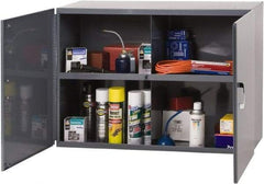 Durham - 1 Shelf Wall Storage Cabinet - Steel, 33-3/4" Wide x 12-7/8" Deep x 23-7/8" High, Gray - Caliber Tooling