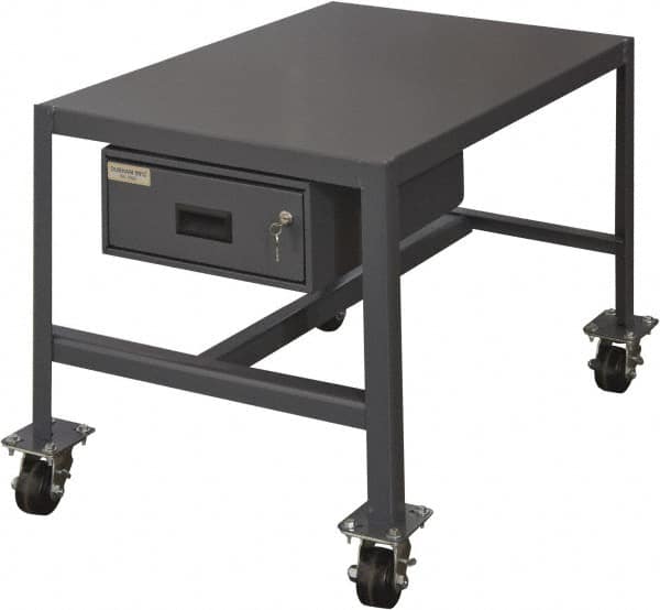 Durham - Machine Work Table with Drawer - Steel, Gray, 36" Long x 24" Deep x 24" High - Caliber Tooling