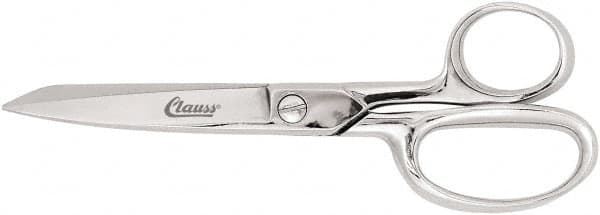 Clauss - 3" LOC, 6" OAL Chrome Plated Straight Trimmers - Steel Straight Handle, For Paper, Fabric - Caliber Tooling