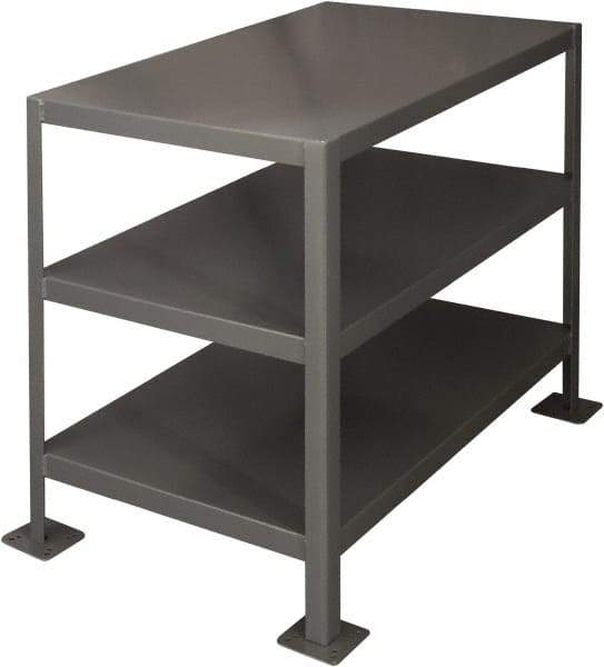 Durham - 36 Wide x 24" Deep x 30" High, Steel Machine Work Table - Flat Top, Rounded Edge, Fixed Legs, Gray - Caliber Tooling