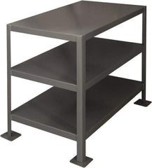 Durham - 36 Wide x 24" Deep x 30" High, Steel Machine Work Table - Flat Top, Rounded Edge, Fixed Legs, Gray - Caliber Tooling