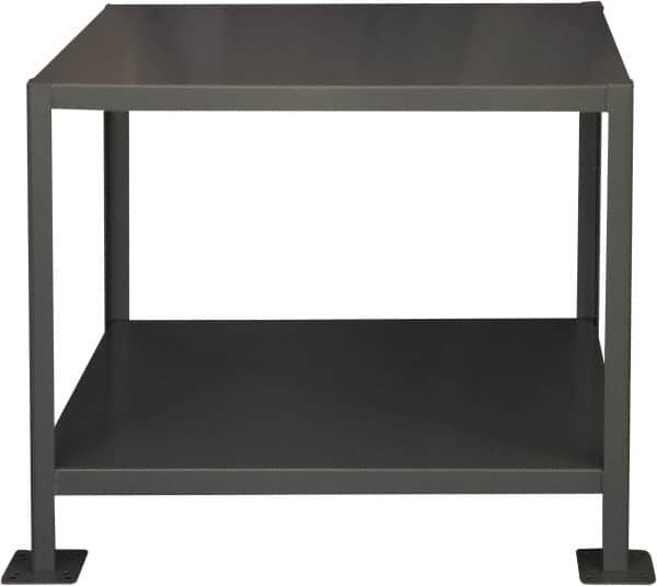 Durham - 36 Wide x 24" Deep x 30" High, Steel Machine Work Table - Flat Top, Rounded Edge, Fixed Legs, Gray - Caliber Tooling