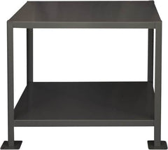 Durham - 36 Wide x 18" Deep x 30" High, Steel Machine Work Table - Flat Top, Rounded Edge, Fixed Legs, Gray - Caliber Tooling