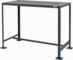 Durham - 48 Wide x 24" Deep x 36" High, Steel Machine Work Table - Flat Top, Rounded Edge, Fixed Legs, Gray - Caliber Tooling