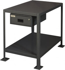 Durham - 36 Wide x 24" Deep x 30" High, Steel Machine Work Table with Drawer - Flat Top, Rounded Edge, Fixed Legs, Gray - Caliber Tooling