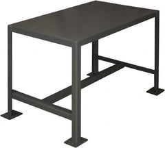 Durham - 24 Wide x 18" Deep x 36" High, Steel Machine Work Table - Flat Top, Rounded Edge, Fixed Legs, Gray - Caliber Tooling