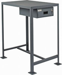 Durham - 36 Wide x 24" Deep x 42" High, Steel Machine Work Table with Drawer - Flat Top, Rounded Edge, Fixed Legs, Gray - Caliber Tooling