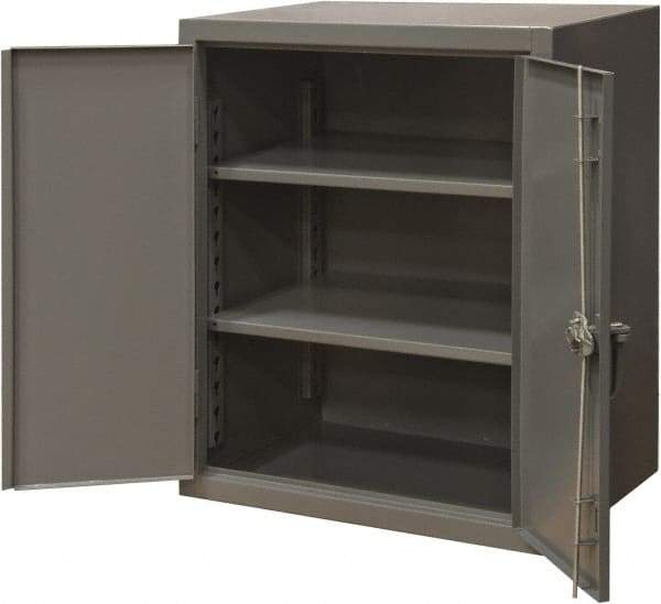 Durham - 2 Shelf Locking Storage Cabinet - Steel, 24" Wide x 20" Deep x 36" High, Gray - Caliber Tooling