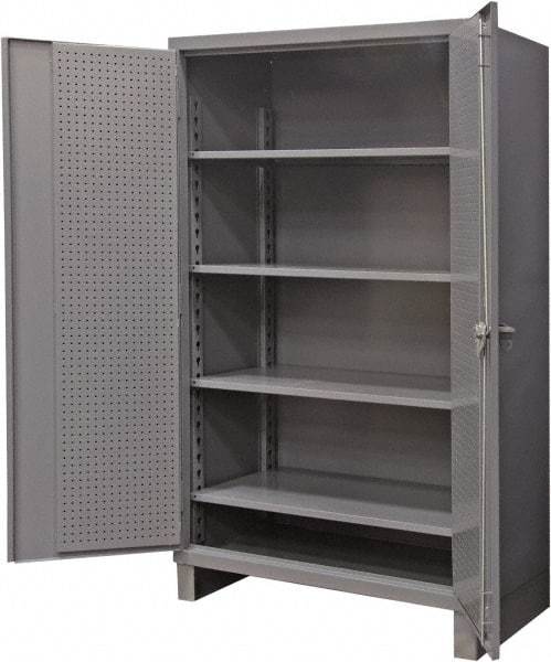 Durham - 4 Shelf Pegboard Storage Cabinet - Steel, 36" Wide x 24" Deep x 78" High, Gray - Caliber Tooling