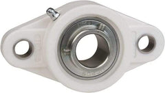 Value Collection - 1-7/16" ID, 6-15/32" OAL x 1-3/4" OAH 2-Bolt Flange Mounted Bearing - 3,462 Lb Static Cap, 5,777 Lb Dyn Cap, 5-1/8" Btw Mnt Hole Ctrs, 3/4" Base-to-Ctr Ht, Thermoplastic - Caliber Tooling