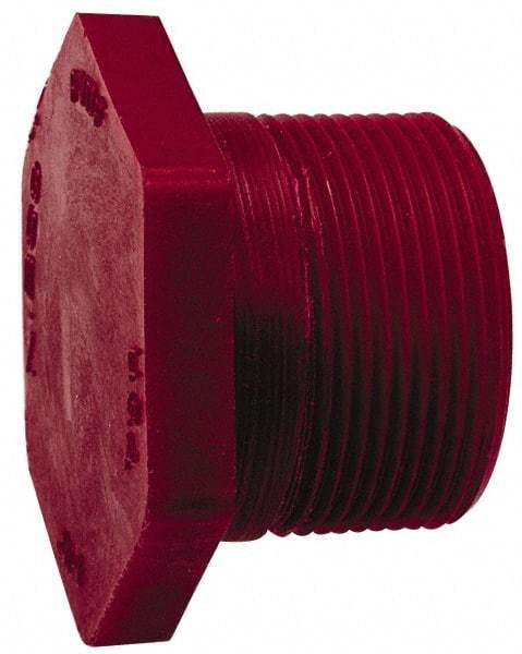 NIBCO - 1-1/2" PVDF Plastic Pipe Threaded Plug - Schedule 80, MIPT x MIPT End Connections - Caliber Tooling