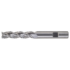 ‎3/8″ × 3/8″ × 7/8″ × 2-1/2″ RHS / RHC Solid Carbide 3-Flute Square End High-Performance Roughing End Mill - Bright - Exact Industrial Supply