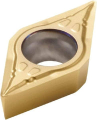 Seco - DCMT21.52 F1 Grade CP500 Carbide Turning Insert - TiAlN/TiN Finish, 55° Diamond, 1/4" Inscr Circle, 3/32" Thick, 1/32" Corner Radius - Caliber Tooling