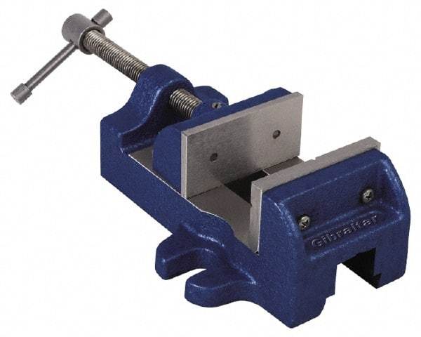 Gibraltar - 1-1/2" Jaw Opening Capacity x 1" Throat Depth, Horizontal Drill Press Vise - 1-3/4" Wide Jaw, Stationary Base, Standard Speed, 4-1/2" OAL, Cast Iron - Caliber Tooling