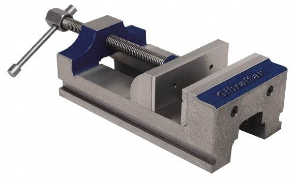 Gibraltar - 3" Jaw Opening Capacity x 1-3/4" Throat Depth, Horizontal Drill Press Vise - 3" Wide Jaw, Stationary Base, Standard Speed, 7-1/2" OAL, Cast Iron - Caliber Tooling