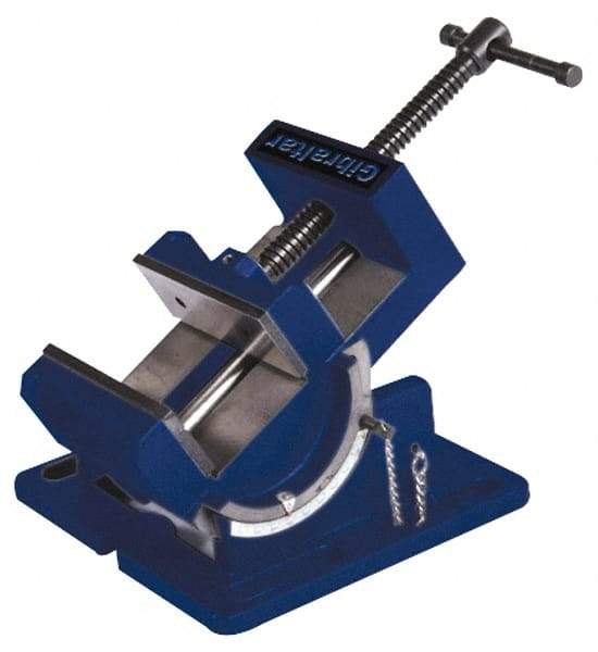 Gibraltar - 3" Jaw Width, 3" Jaw Opening Capacity, Angle Stationary Machine Vise - Manual Operation, 1 Station, 8-5/8" Long x 4-1/8" High x 1-1/8" Deep, 1-1/8" Jaw Height - Caliber Tooling