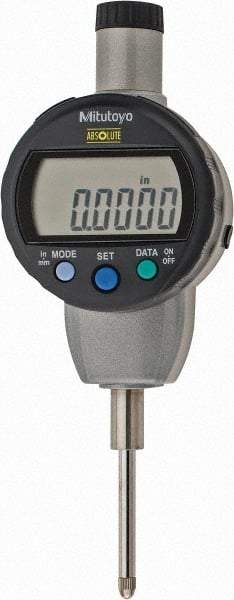 Mitutoyo - 0 to 1" Range, 0.0005" Graduation, Electronic Drop Indicator - Flat Back, Accurate to 0.001", English & Metric System, LCD Display - Caliber Tooling