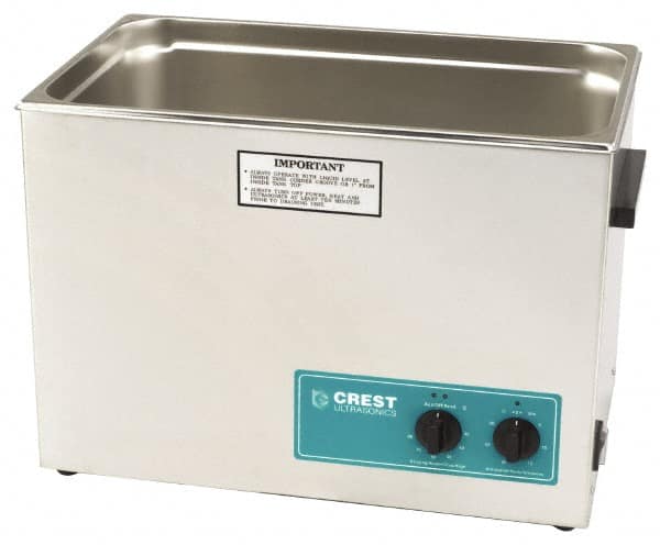 CREST ULTRASONIC - Bench Top Water-Based Ultrasonic Cleaner - 7 Gal Max Operating Capacity, Stainless Steel Tank, 368.3mm High x 533.4mm Long x 323.85mm Wide, 117 Input Volts - Caliber Tooling