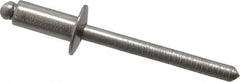 RivetKing - Size 64 Dome Head Stainless Steel Open End Blind Rivet - Stainless Steel Mandrel, 0.188" to 1/4" Grip, 3/8" Head Diam, 0.192" to 0.196" Hole Diam, 0.45" Length Under Head, 3/16" Body Diam - Caliber Tooling