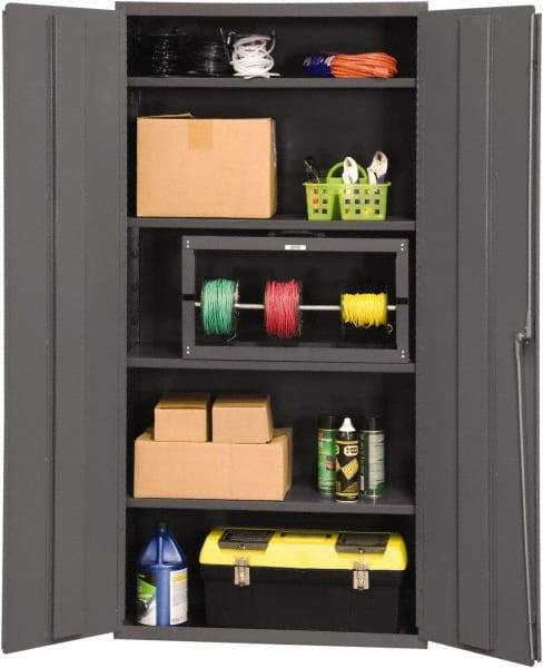 Durham - 4 Shelf Locking Storage Cabinet - Steel, 36" Wide x 24" Deep x 72" High, Gray - Caliber Tooling