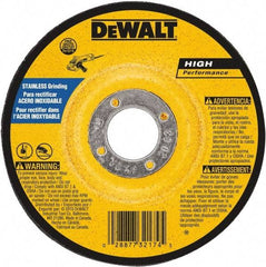 DeWALT - 30 Grit, 5" Wheel Diam, 1/4" Wheel Thickness, 7/8" Arbor Hole, Type 27 Depressed Center Wheel - Aluminum Oxide, 12,200 Max RPM, Compatible with Angle Grinder - Caliber Tooling