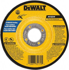 DeWALT - 30 Grit, 7" Wheel Diam, 1/4" Wheel Thickness, 7/8" Arbor Hole, Type 27 Depressed Center Wheel - Aluminum Oxide, 8,700 Max RPM, Compatible with Angle Grinder - Caliber Tooling