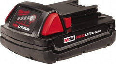 Milwaukee Tool - 18 Volt Lithium-Ion Power Tool Battery - 1.5 Ahr Capacity, 1/2 hr Charge Time, Series M18 RED - Caliber Tooling