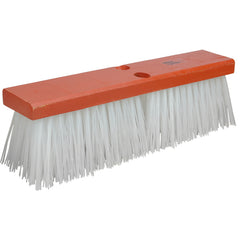 14″ Street Broom, 4″ Trim, White Polypropylene Fill, Orange Block - Caliber Tooling