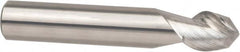 Accupro - 1" Diam, 1-1/4" LOC, 2 Flute Solid Carbide Ball End Mill - ZrN Finish, Single End, 5" OAL, 1" Shank Diam, Spiral Flute - Caliber Tooling